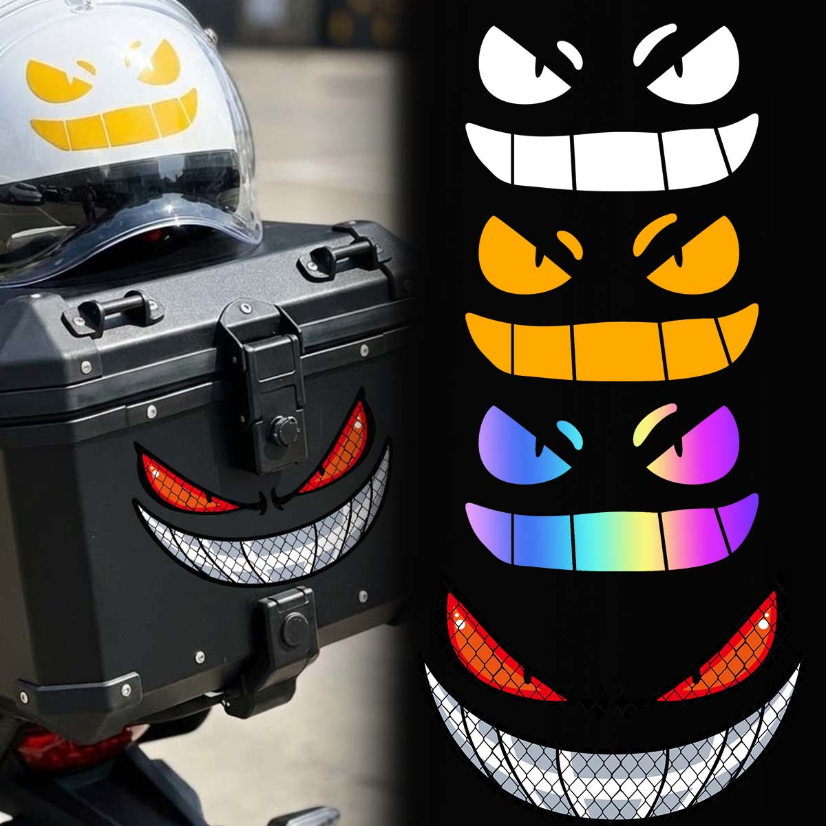Scooter Helmet Set - JDM Demon Eyes Gengar reflecterende motorfiets
